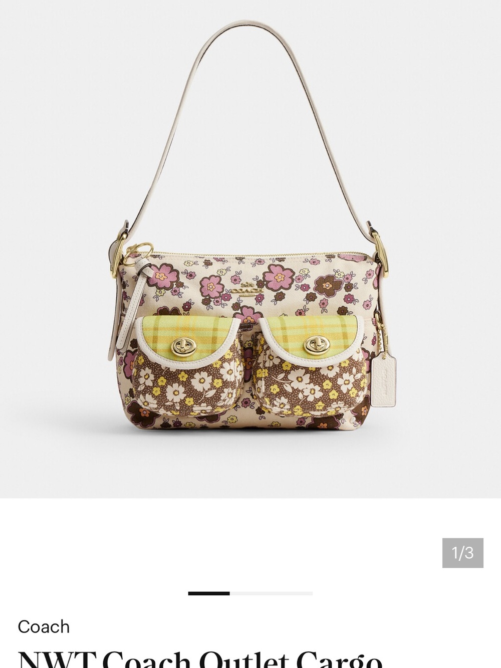 New With Tags Coach Floral Patchwork Shoulder Bag with matching wristlet